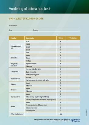 Weighted Clinical Score card - tear off